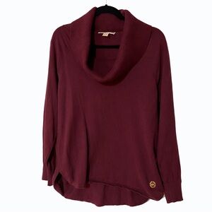 Michael Kors Burgundy Cowl Neck Sweater | Gold Logo Detail Size M